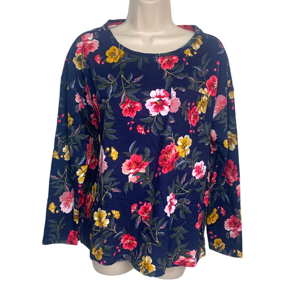 Joules Marina Pocket T long sleeve Red Fern Floral ‎ Navy size 8 & 12 NWOT
